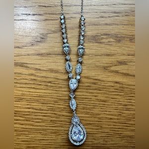 David’s Bridal Tear Drop Cubic Zirconia Matching Earrings and Necklace